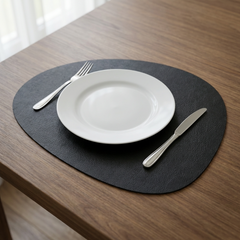 Leren Placemat - Black - Druppel
