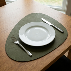 Leren Placemat - Dark Olive - Druppel