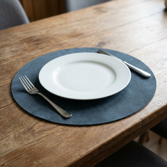 Leren Placemat - Denim - Rond