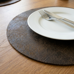 Leren Placemat - Bruin - Rond