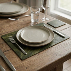 Leren Placemat - Groen - Rechthoek