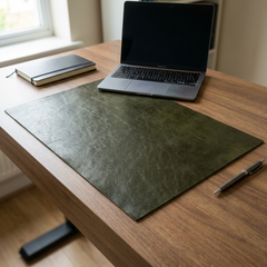 Leren Bureaulegger - Dark Olive