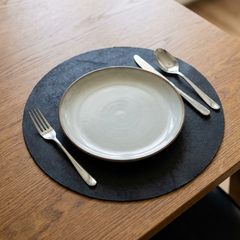 Leren Placemat - Black - Rond
