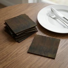 Leren Onderzetters - Bruin - Vierkant - 6 stuks